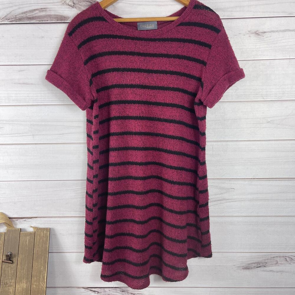 Cherish USA Striped Sweater Tunic Short Sleeve Striped Size Small